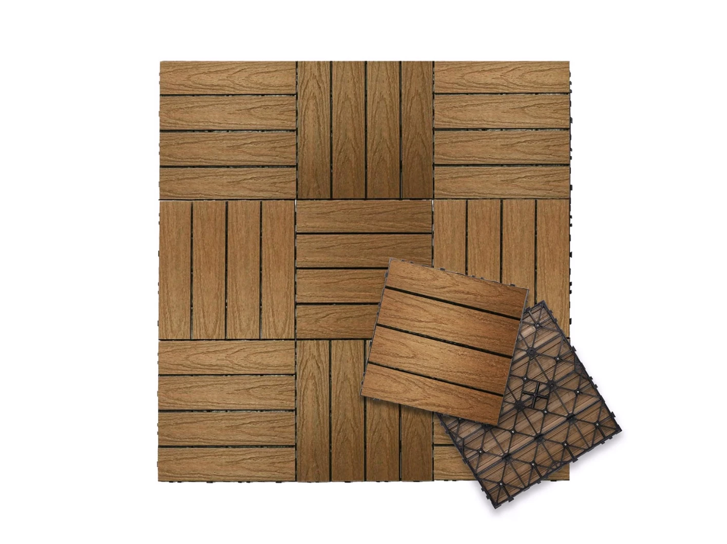 Vlondertegel composiet teak, 30 x 30 cm - Afbeelding 2